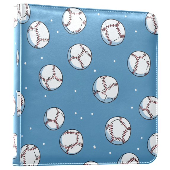 FORMRS 3 Ring Photo Album 4"x6" Self Adhesive Large Capacity PU Leather Cover, Baseballs Pattern