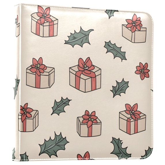 FORMRS 3 Ring Photo Album 4"x6" Self Adhesive Large Capacity PU Leather Cover, Beige Christmas Gift Pattern