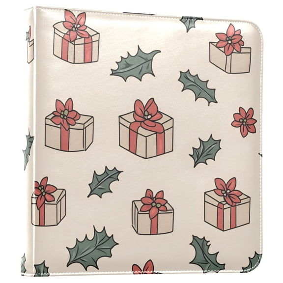 FORMRS 3 Ring Photo Album 4"x6" Self Adhesive Large Capacity PU Leather Cover, Beige Christmas Gift Pattern