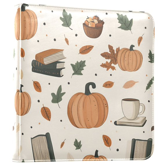 FORMRS 3 Ring Photo Album 4"x6" Self Adhesive Large Capacity PU Leather Cover, Beige Fall Leaves