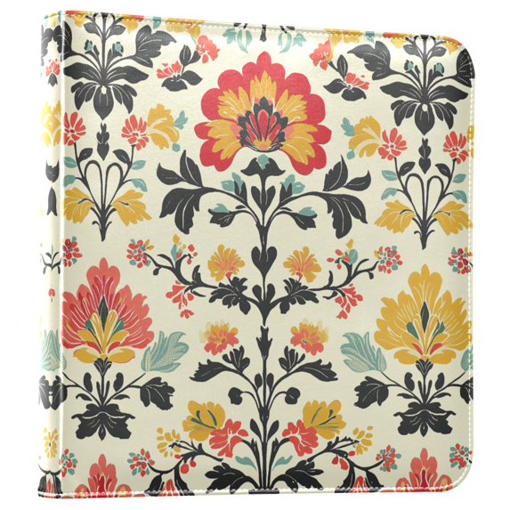 FORMRS 3 Ring Photo Album 4"x6" Self Adhesive Large Capacity PU Leather Cover, Beige Floral