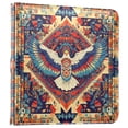 thumbnail image 1 of FORMRS 3 Ring Photo Album 4"x6" Self Adhesive Large Capacity PU Leather Cover, Beige Geometric Eagle, 1 of 8