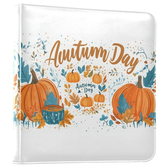 FORMRS 3 Ring Photo Album 4"x6" Self Adhesive Large Capacity PU Leather Cover, Big Pumpkins