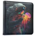 thumbnail image 1 of FORMRS 3 Ring Photo Album 4"x6" Self Adhesive Large Capacity PU Leather Cover, Black Astronaut, 1 of 8