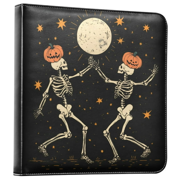 FORMRS 3 Ring Photo Album 4"x6" Self Adhesive Large Capacity PU Leather Cover, Black Halloween Dancing