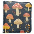 thumbnail image 1 of FORMRS 3 Ring Photo Album 4"x6" Self Adhesive Large Capacity PU Leather Cover, Black Mushroom Pattern, 1 of 8