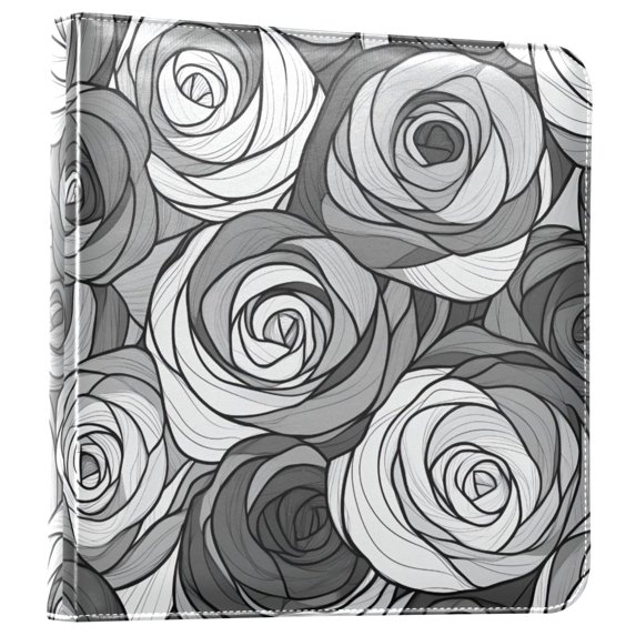 FORMRS 3 Ring Photo Album 4"x6" Self Adhesive Large Capacity PU Leather Cover, Black Roses