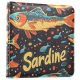 thumbnail image 1 of FORMRS 3 Ring Photo Album 4"x6" Self Adhesive Large Capacity PU Leather Cover, Black Sardines Pattern, 1 of 8