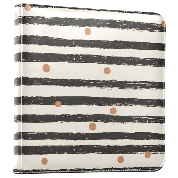 FORMRS 3 Ring Photo Album 4"x6" Self Adhesive Large Capacity PU Leather Cover, Black Stripes