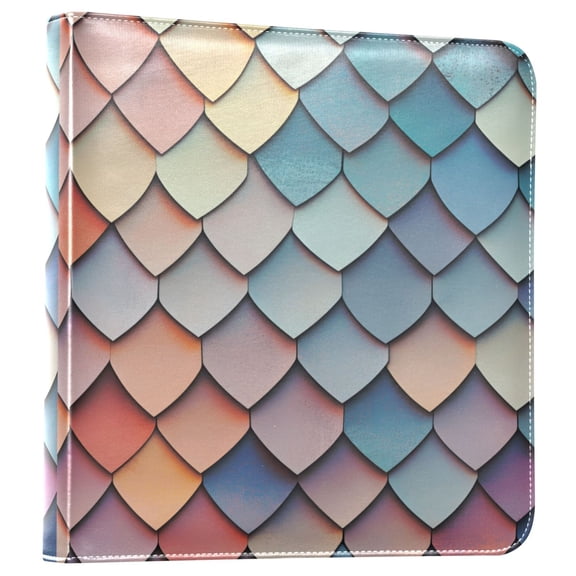FORMRS 3 Ring Photo Album 4"x6" Self Adhesive Large Capacity PU Leather Cover, Blue Art Pattern