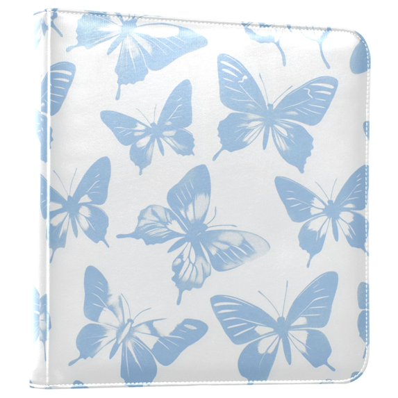 FORMRS 3 Ring Photo Album 4"x6" Self Adhesive Large Capacity PU Leather Cover, Blue Butterfly