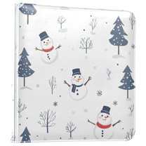 FORMRS 3 Ring Photo Album 4"x6" Self Adhesive Large Capacity PU Leather Cover, Blue Cartoon Snowmen