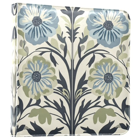 FORMRS 3 Ring Photo Album 4"x6" Self Adhesive Large Capacity PU Leather Cover, Blue Floral Pattern
