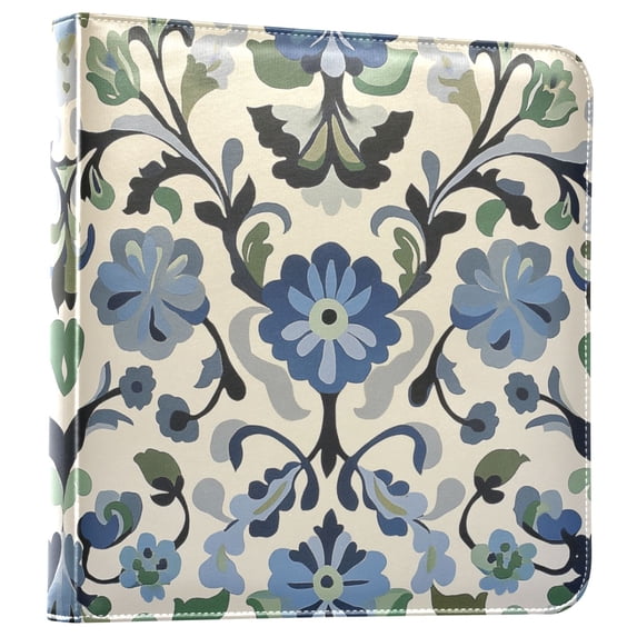 FORMRS 3 Ring Photo Album 4"x6" Self Adhesive Large Capacity PU Leather Cover, Blue Floral