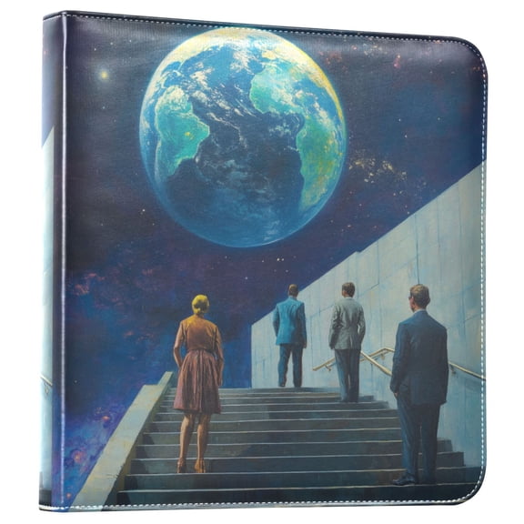 FORMRS 3 Ring Photo Album 4"x6" Self Adhesive Large Capacity PU Leather Cover, Blue Planet