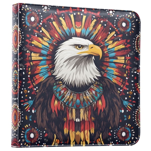 FORMRS 3 Ring Photo Album 4"x6" Self Adhesive Large Capacity PU Leather Cover, Brown Abstract Eagle