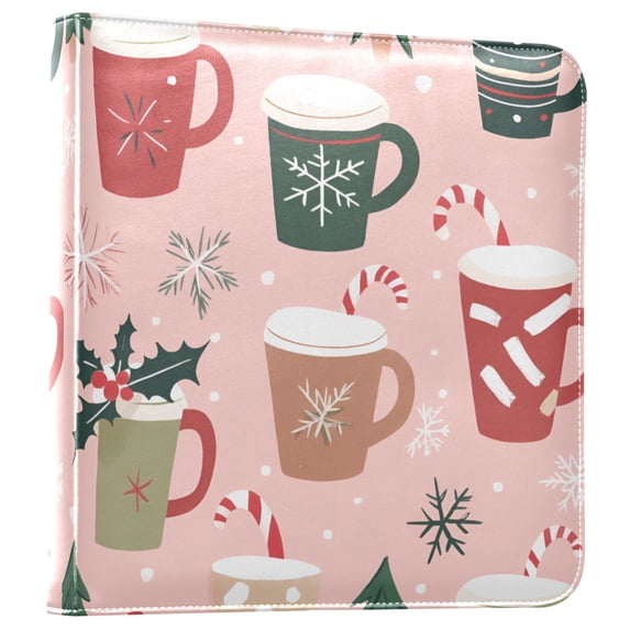 FORMRS 3 Ring Photo Album 4"x6" Self Adhesive Large Capacity PU Leather Cover, Brown Christmas Cups