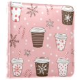 thumbnail image 1 of FORMRS 3 Ring Photo Album 4"x6" Self Adhesive Large Capacity PU Leather Cover, Brown Hand Drawn Cups, 1 of 8