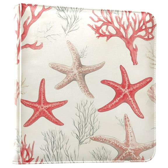 FORMRS 3 Ring Photo Album 4"x6" Self Adhesive Large Capacity PU Leather Cover, Brown Starfish