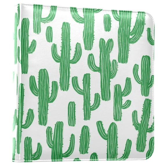 FORMRS 3 Ring Photo Album 4"x6" Self Adhesive Large Capacity PU Leather Cover, Cactus Pattern