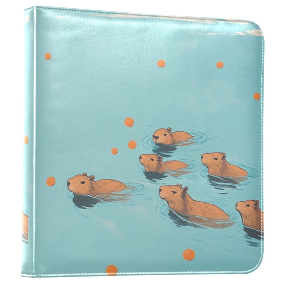 FORMRS 3 Ring Photo Album 4"x6" Self Adhesive Large Capacity PU Leather Cover, Capybara Splash