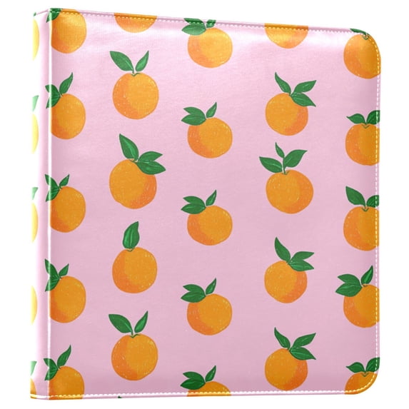 FORMRS 3 Ring Photo Album 4"x6" Self Adhesive Large Capacity PU Leather Cover, Cartoon Oranges