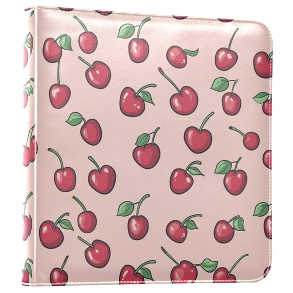 FORMRS 3 Ring Photo Album 4"x6" Self Adhesive Large Capacity PU Leather Cover, Cherries Pattern