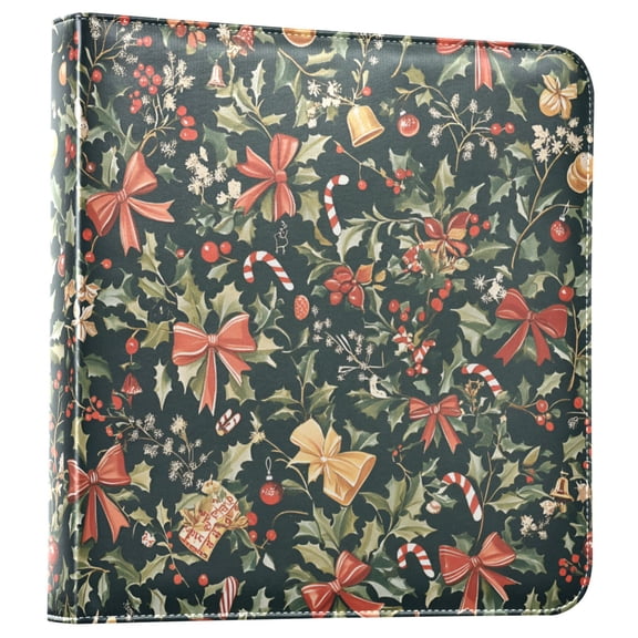 FORMRS 3 Ring Photo Album 4"x6" Self Adhesive Large Capacity PU Leather Cover, Christmas Bows