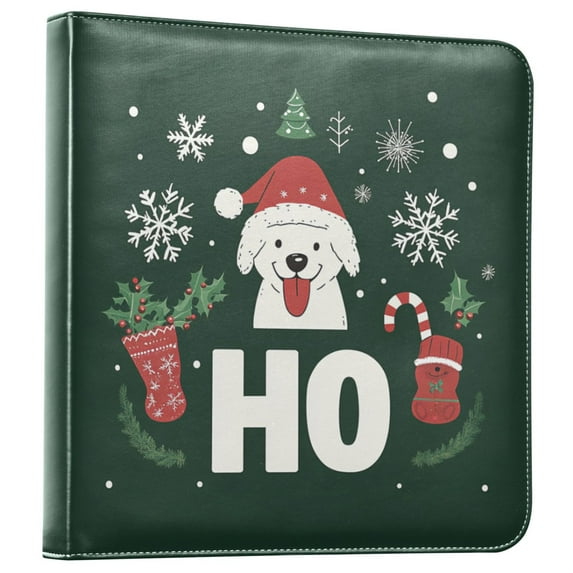 FORMRS 3 Ring Photo Album 4"x6" Self Adhesive Large Capacity PU Leather Cover, Christmas Dog