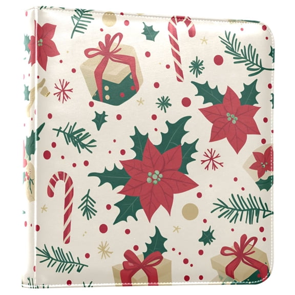 FORMRS 3 Ring Photo Album 4"x6" Self Adhesive Large Capacity PU Leather Cover, Christmas Floral