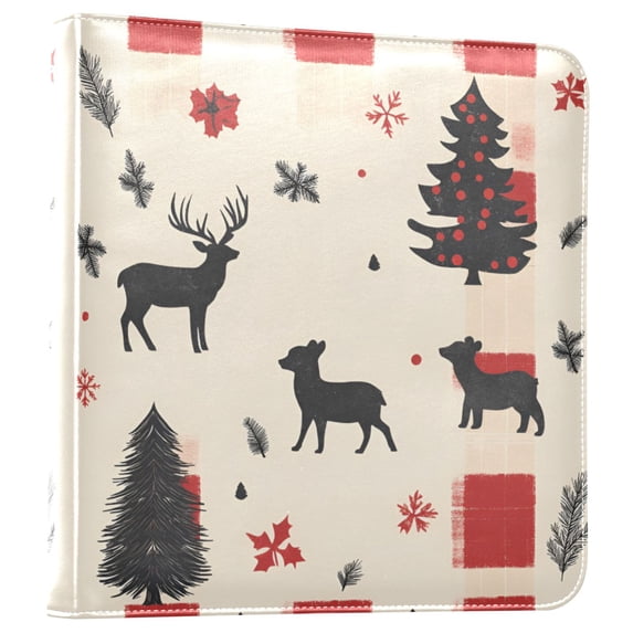 FORMRS 3 Ring Photo Album 4"x6" Self Adhesive Large Capacity PU Leather Cover, Christmas Forest
