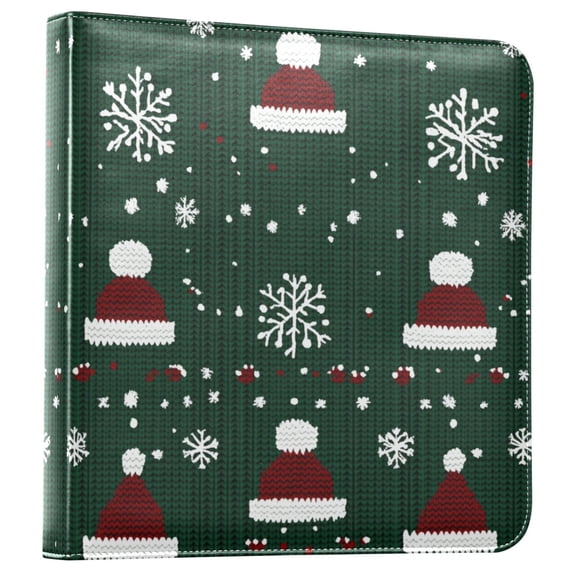 FORMRS 3 Ring Photo Album 4"x6" Self Adhesive Large Capacity PU Leather Cover, Christmas Santa Hats