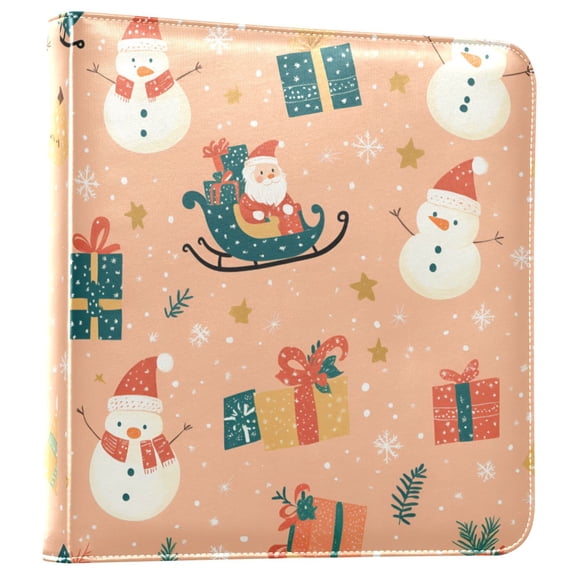 FORMRS 3 Ring Photo Album 4"x6" Self Adhesive Large Capacity PU Leather Cover, Christmas Santa