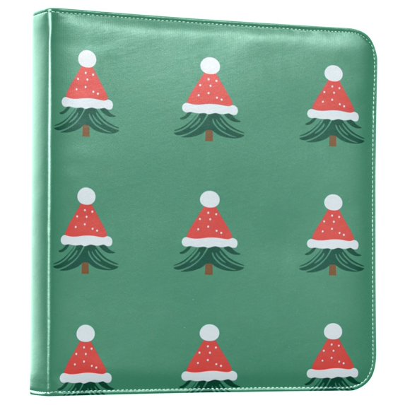 FORMRS 3 Ring Photo Album 4"x6" Self Adhesive Large Capacity PU Leather Cover, Christmas Trees