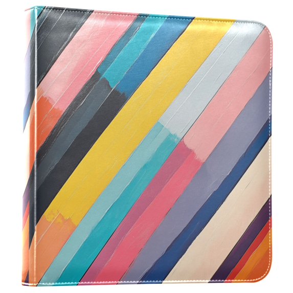 FORMRS 3 Ring Photo Album 4"x6" Self Adhesive Large Capacity PU Leather Cover, Color Striped