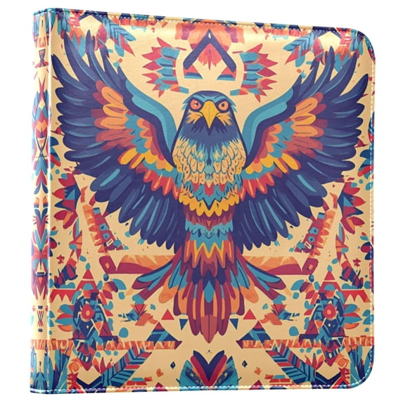FORMRS 3 Ring Photo Album 4"x6" Self Adhesive Large Capacity PU Leather Cover, Colorful Abstract Eagle