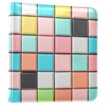 FORMRS 3 Ring Photo Album 4"x6" Self Adhesive Large Capacity PU Leather Cover, Colorful Checkered Pattern