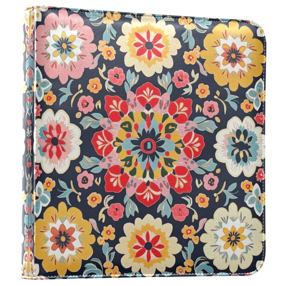 FORMRS 3 Ring Photo Album 4"x6" Self Adhesive Large Capacity PU Leather Cover, Colorful Floral Pattern