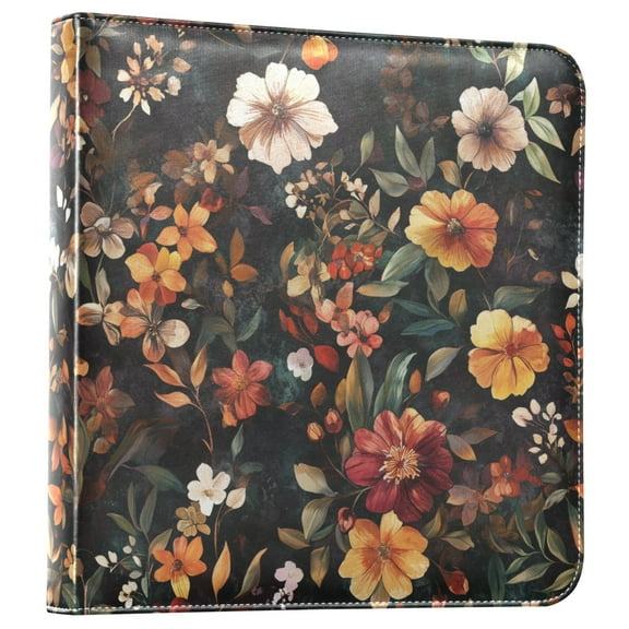 FORMRS 3 Ring Photo Album 4"x6" Self Adhesive Large Capacity PU Leather Cover, Colorful Flower