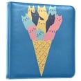 thumbnail image 1 of FORMRS 3 Ring Photo Album 4"x6" Self Adhesive Large Capacity PU Leather Cover, Colorful Ice Cream Cat, 1 of 8