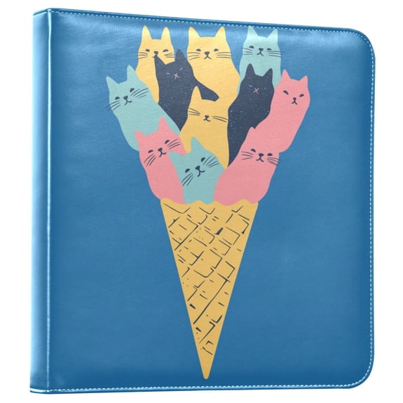 FORMRS 3 Ring Photo Album 4"x6" Self Adhesive Large Capacity PU Leather Cover, Colorful Ice Cream Cat