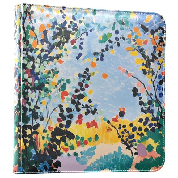 FORMRS 3 Ring Photo Album 4"x6" Self Adhesive Large Capacity PU Leather Cover, Colorful Leaves