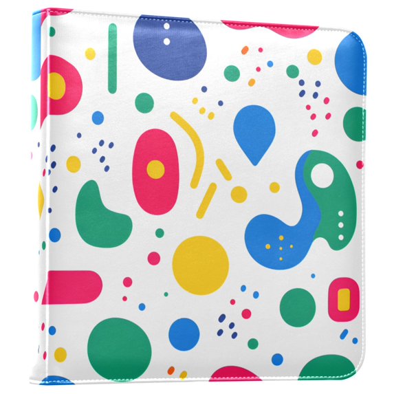 FORMRS 3 Ring Photo Album 4"x6" Self Adhesive Large Capacity PU Leather Cover, Colorful Round