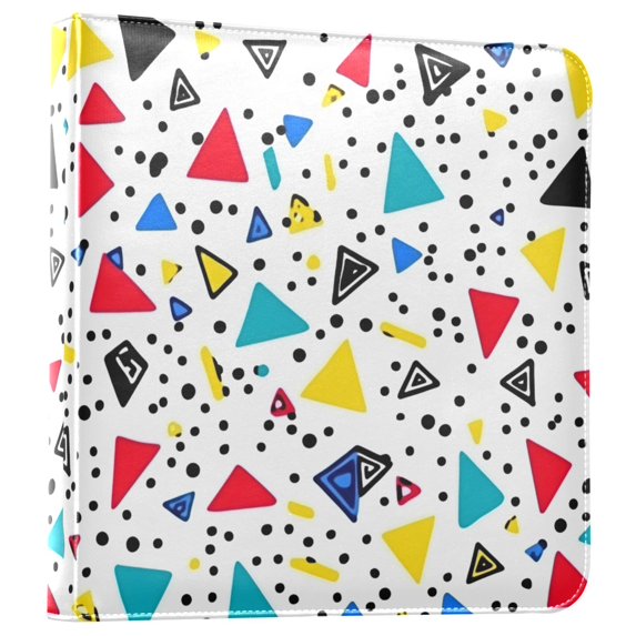 FORMRS 3 Ring Photo Album 4"x6" Self Adhesive Large Capacity PU Leather Cover, Colorful Triangles