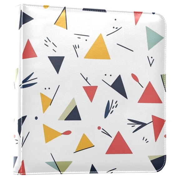FORMRS 3 Ring Photo Album 4"x6" Self Adhesive Large Capacity PU Leather Cover, Colorful Triangles