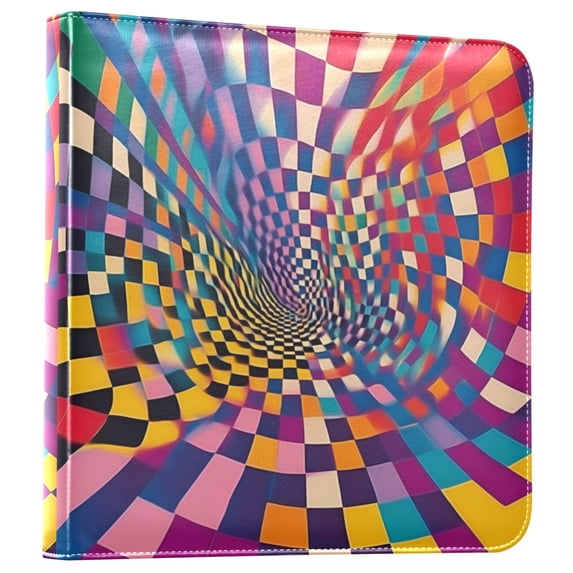 FORMRS 3 Ring Photo Album 4"x6" Self Adhesive Large Capacity PU Leather Cover, Colorful Wavy Plaid