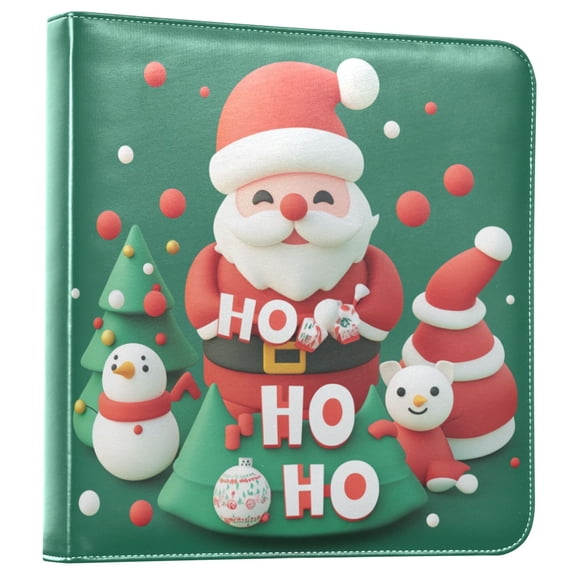FORMRS 3 Ring Photo Album 4"x6" Self Adhesive Large Capacity PU Leather Cover, Cute Christmas Pattern