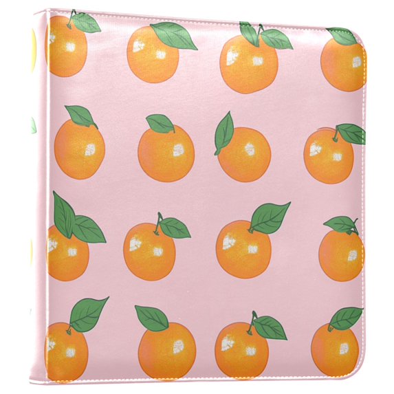 FORMRS 3 Ring Photo Album 4"x6" Self Adhesive Large Capacity PU Leather Cover, Cute Oranges