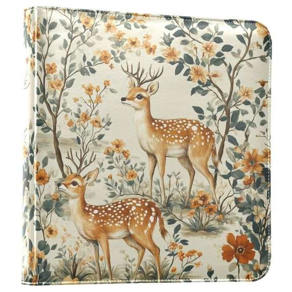FORMRS 3 Ring Photo Album 4"x6" Self Adhesive Large Capacity PU Leather Cover, Deer Pattern