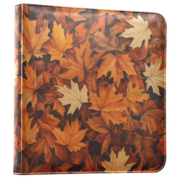FORMRS 3 Ring Photo Album 4"x6" Self Adhesive Large Capacity PU Leather Cover, Fall Pattern